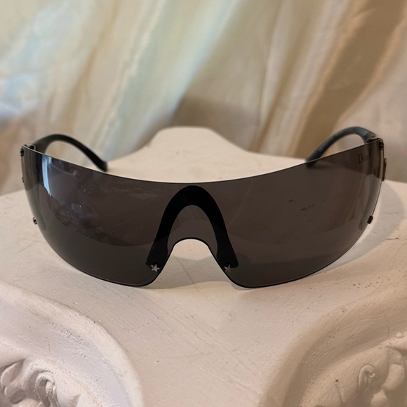 Dior Ski 5 RARE Vintage Y2K Rimless Shield Sunglasses in Black - Picture 8 of 16